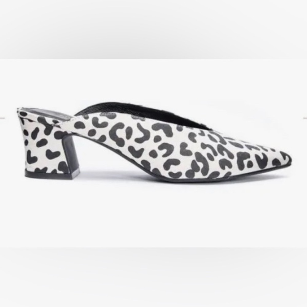 Chinese laundry pollie animal print white kitten heel Mules boho coquette fall